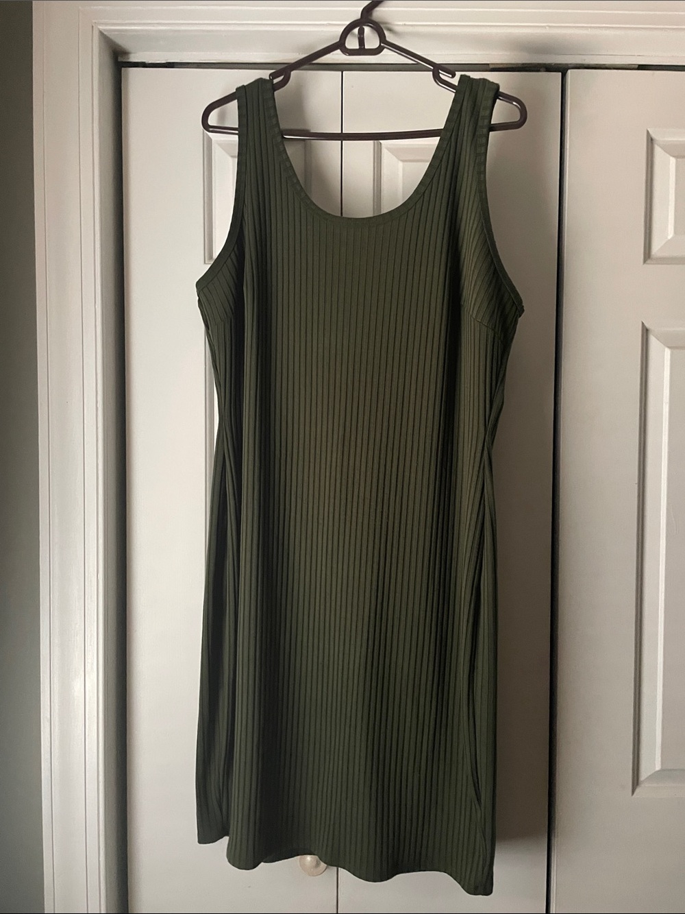 Olive Green Ribbed Boydcon Midi Dress
